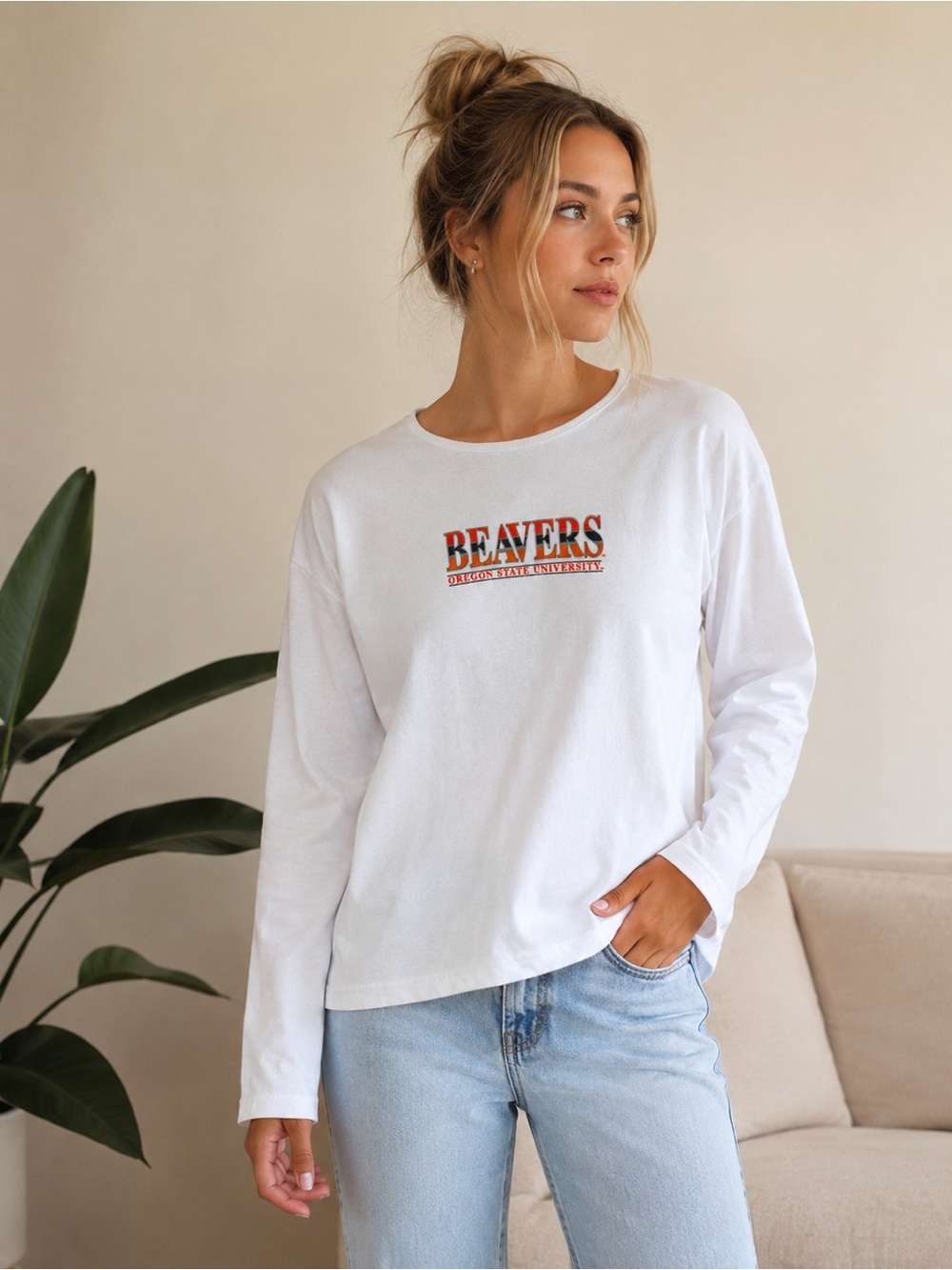 Vintage Jansport Oregon State Beavers Long Sleeve Tee White XL USA